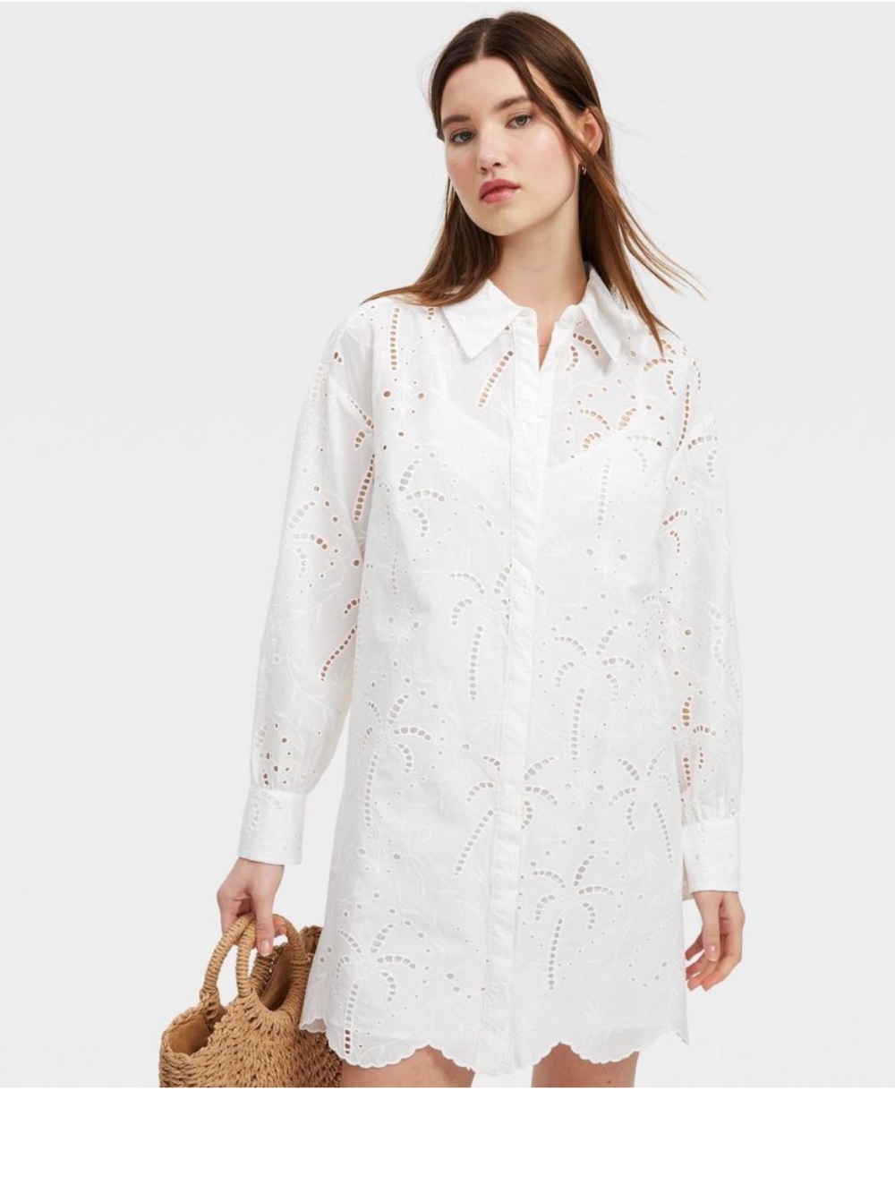 NWT Roller Rabbit Long-Sleeve Eyelet Embroidered Collared Mini Shirtdress XS